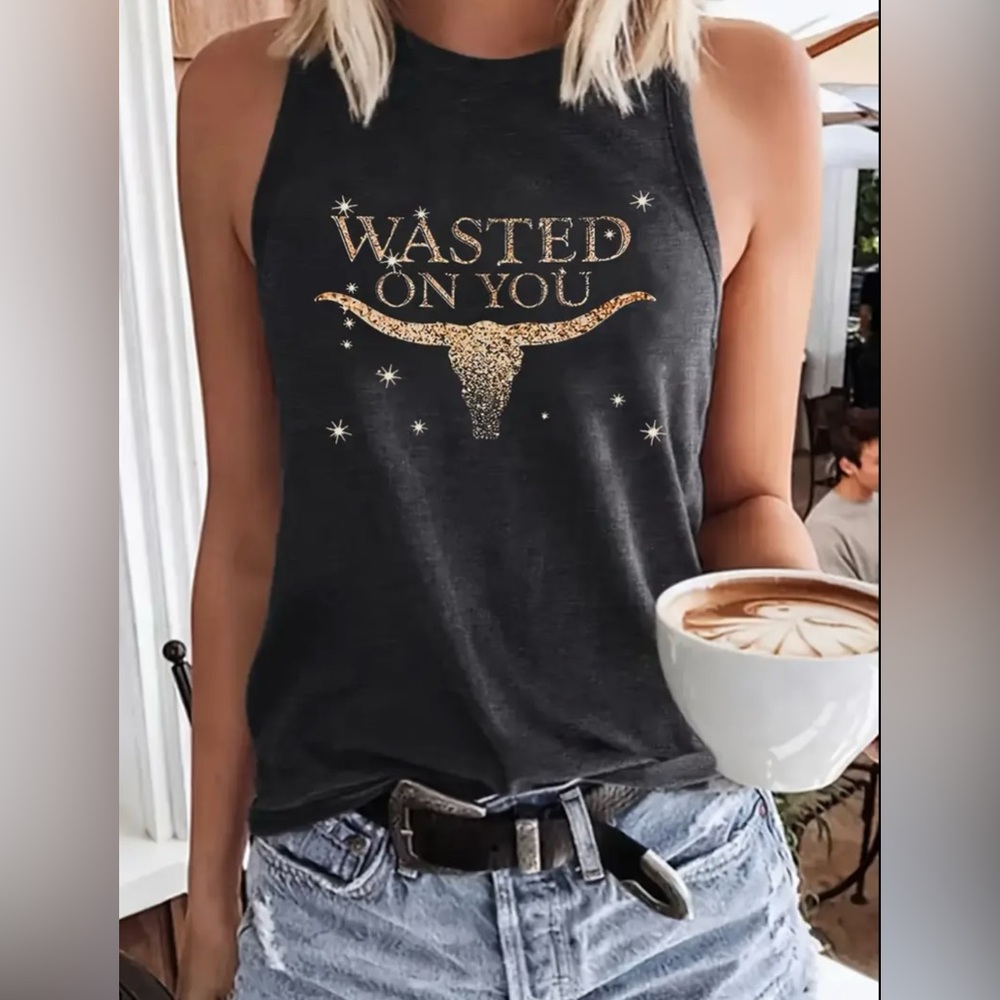 Women’s Wasted on You Tank Top, Sleeveless Casual Top size M